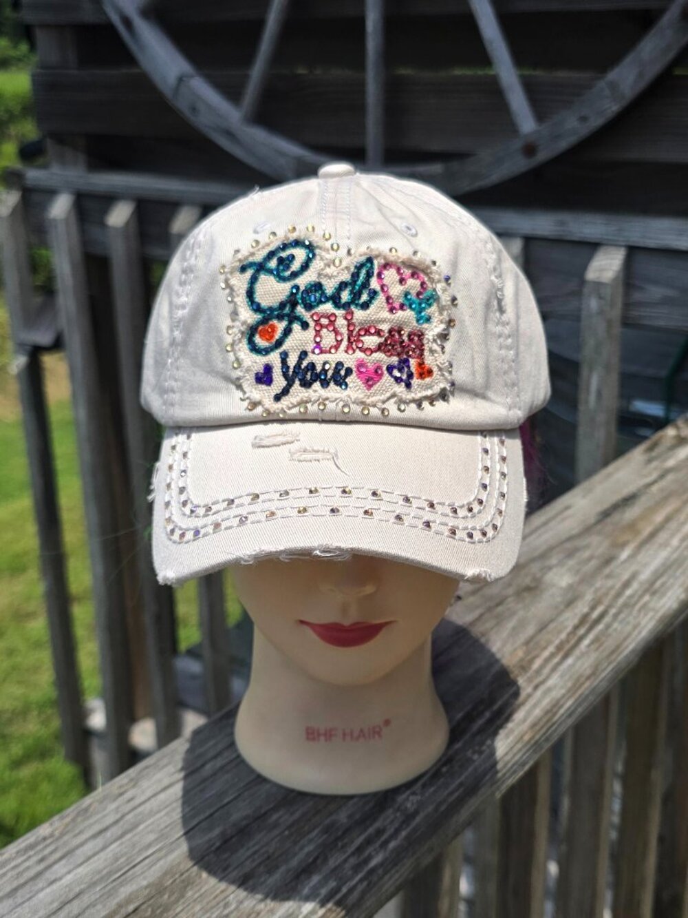 Ladies Stone God Bless You BLING Hat new no tags